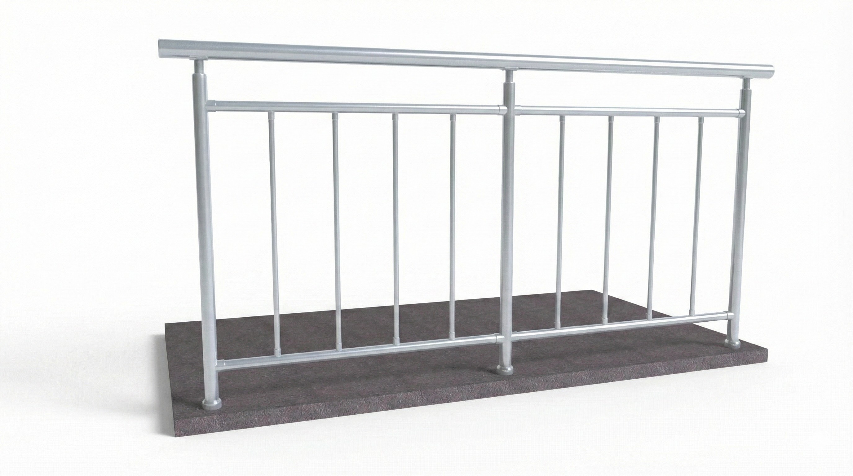 Hliníkové zábradlie 4 zvislé priečky - vrchné kotvenie  (orientačná cena)