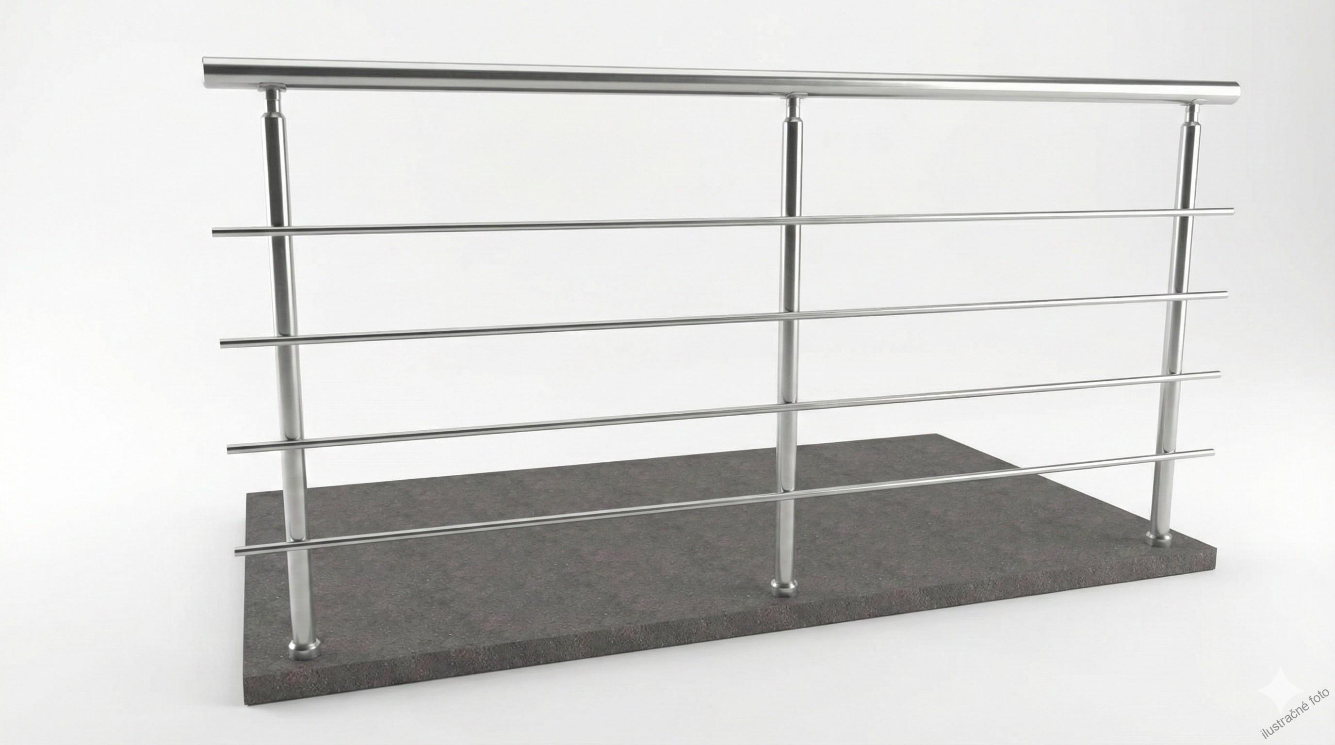 Hliníkové zábradlie 4 vodorovné priečky - vrchné kotvenie. Cena za meter od 57,58€