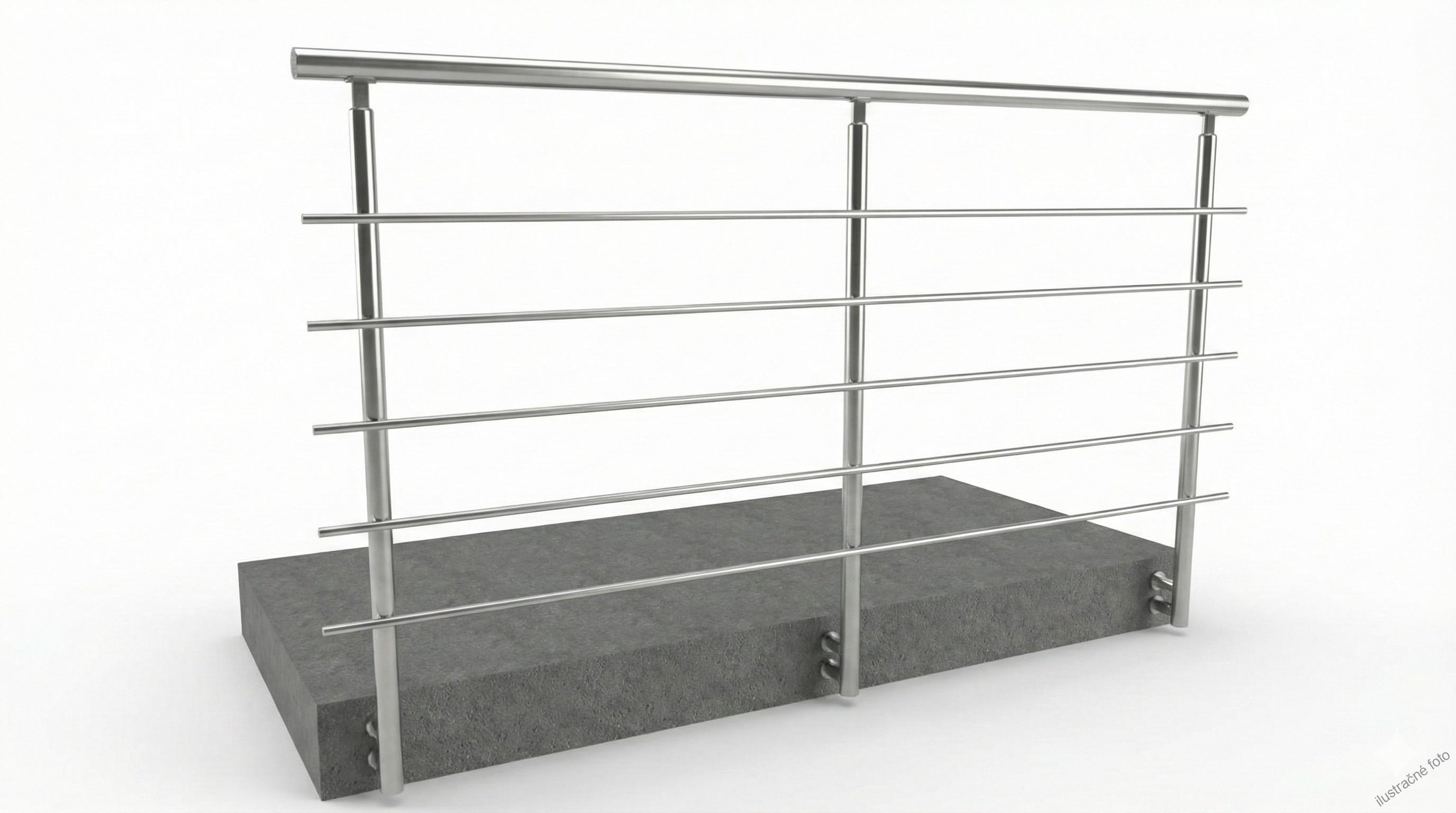 Hliníkové zábradlie 5 vodorovných priečiek - bočné kotvenie. Cena za meter od 81,69€