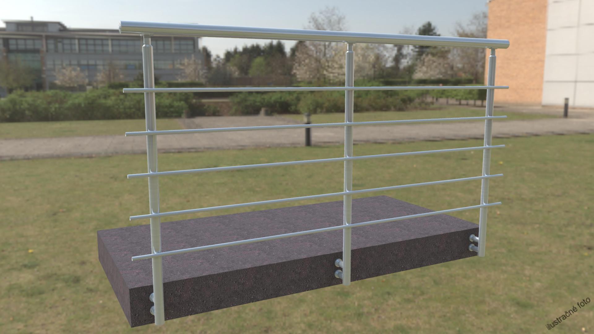 Hliníkové zábradlie 5 vodorovných priečiek - bočné kotvenie (orientačná cena)