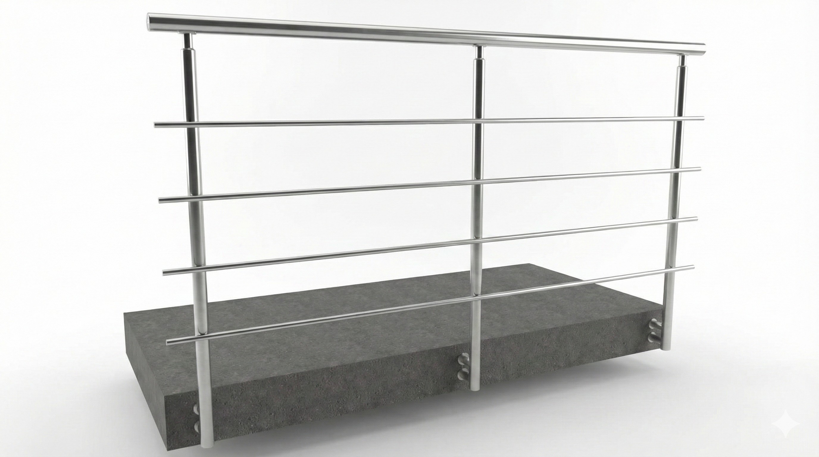 Hliníkové zábradlie 4 vodorovné priečky - bočné kotvenie  (orientačná cena)