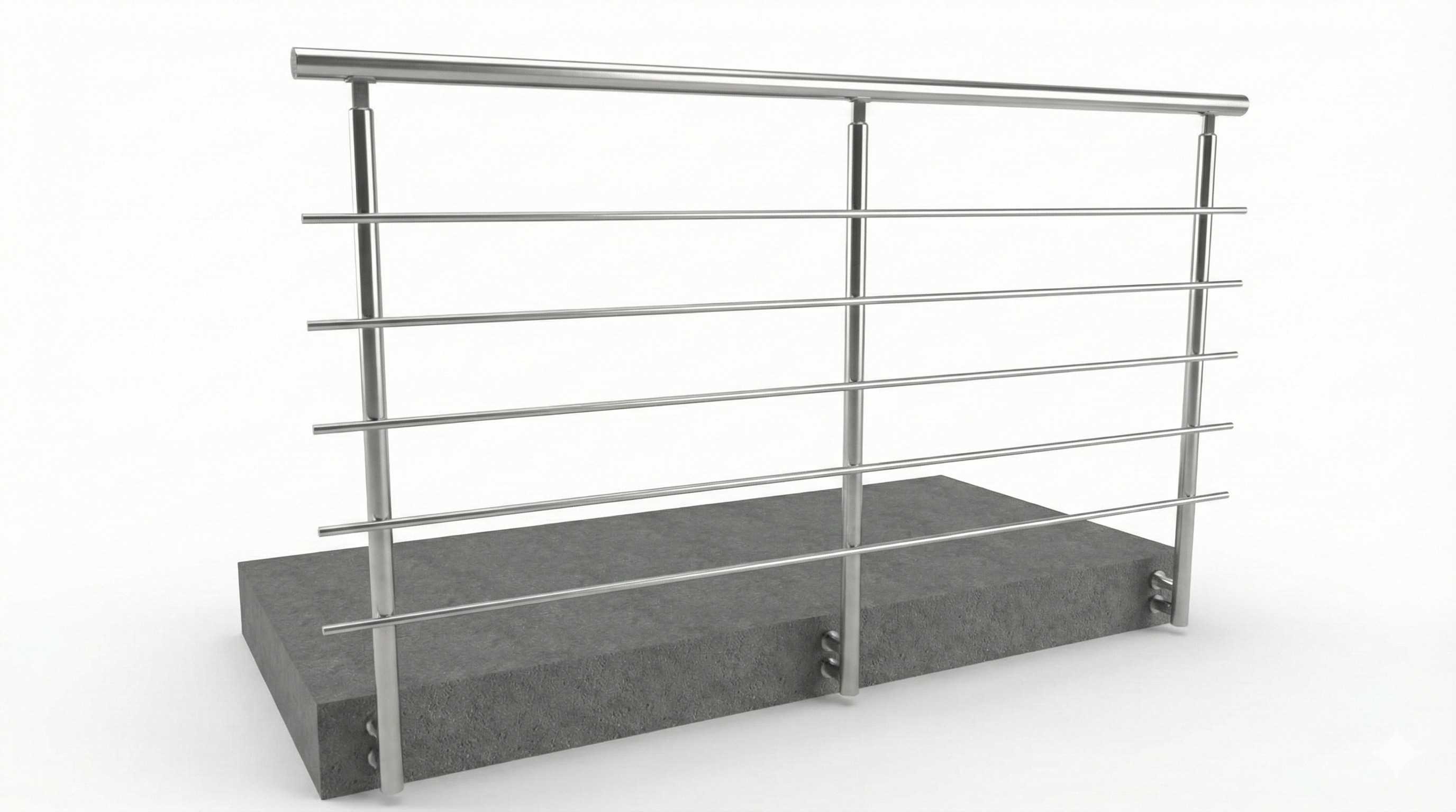 Hliníkové zábradlie 5 vodorovných priečiek - bočné kotvenie  (orientačná cena)