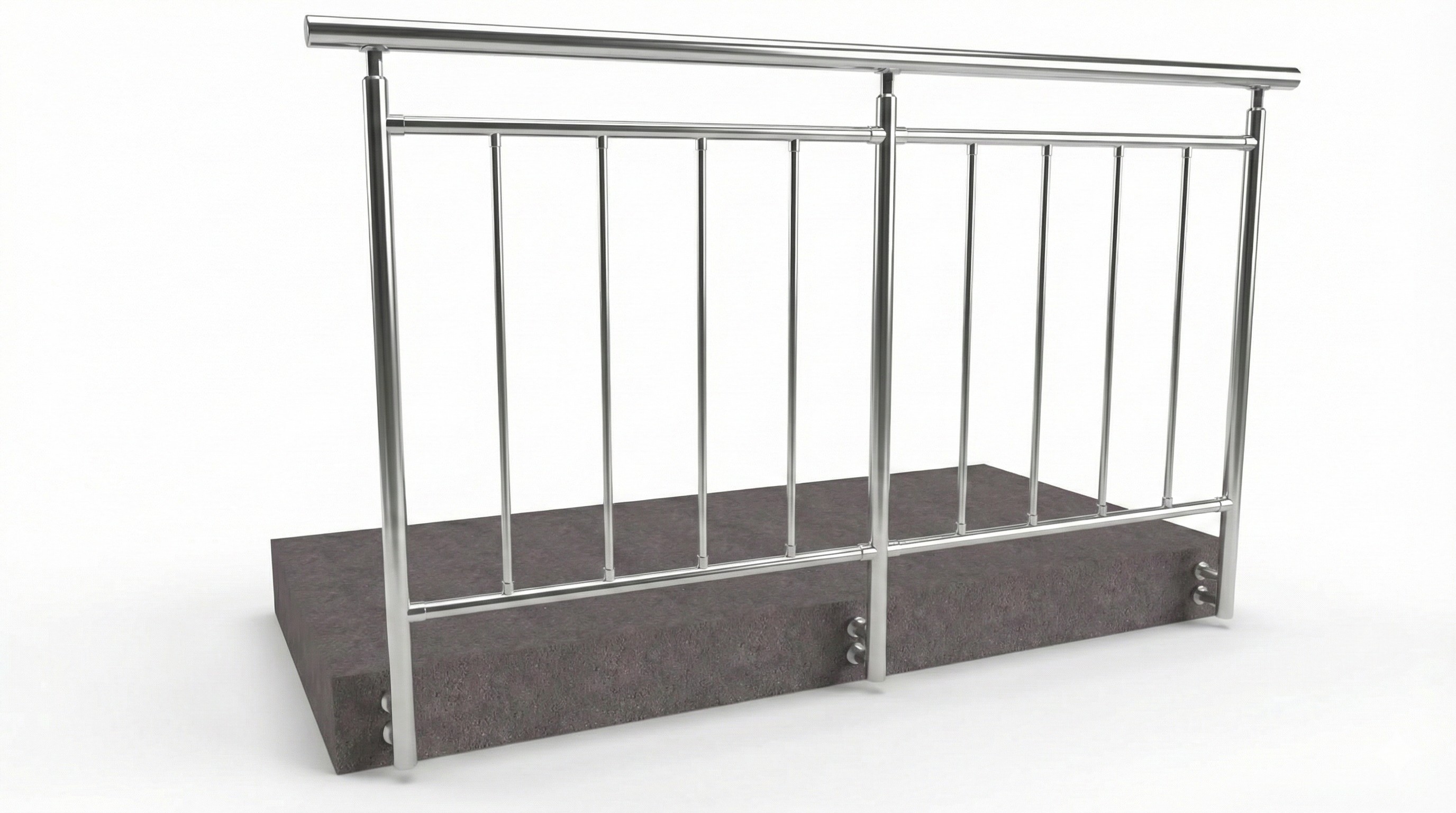 Hliníkové zábradlie 4 zvislé priečky - bočné kotvenie  (orientačná cena)