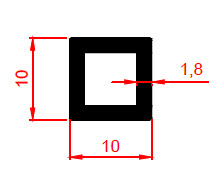 PR-5040 - Štvorhranná priečka 10x10mm - stena 1,8mm 