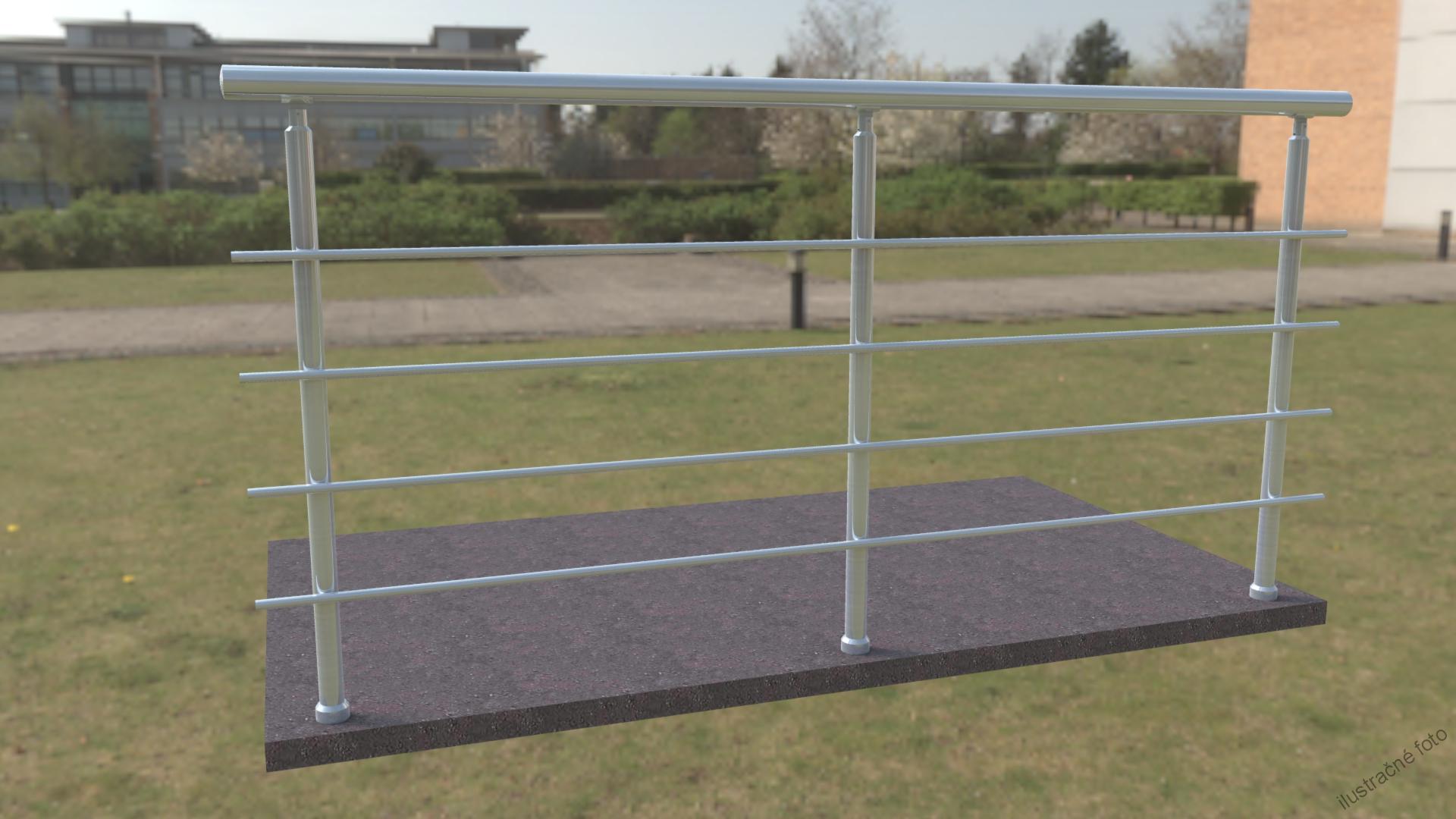 Hliníkové zábradlie 4 vodorovné priečky - vrchné kotvenie (orientačná cena)